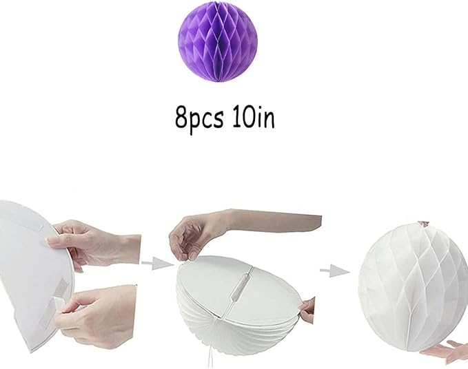 8pcs 10 inch Paper Honeycomb Balls Decorative Tissue Honeycomb Balls Paper Pom - Image 2