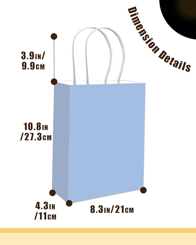 qiqee 50-Packs Light Blue Paper Gift Bags - Image 4