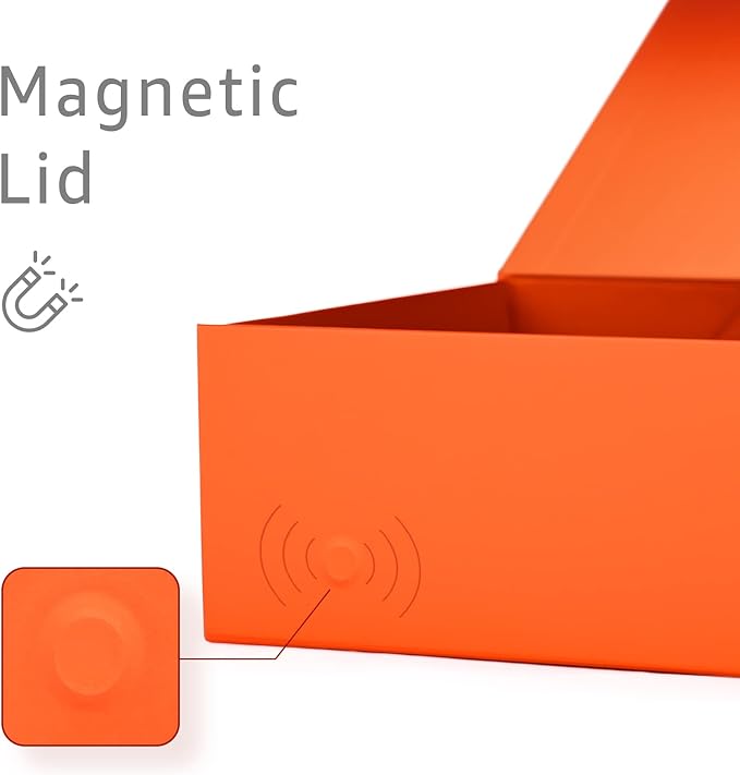 LIFELUM Gift Boxes Bulk, 13.85 x 8.35 x 4.45 inch 1 Pack Orange Gift Boxes - Image 3
