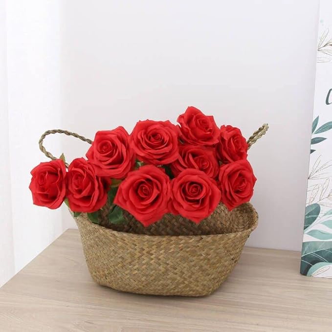 Artificial Rose 10pcs Red Silk Flower Faux Artificial Roses - Image 3