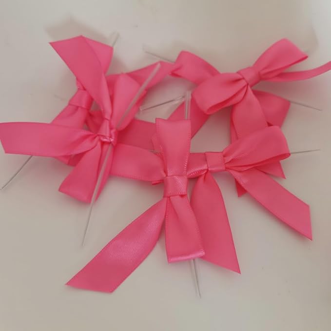 50pcs 2-1/2" Hot Pink Satin Ribbon Bows - Image 7