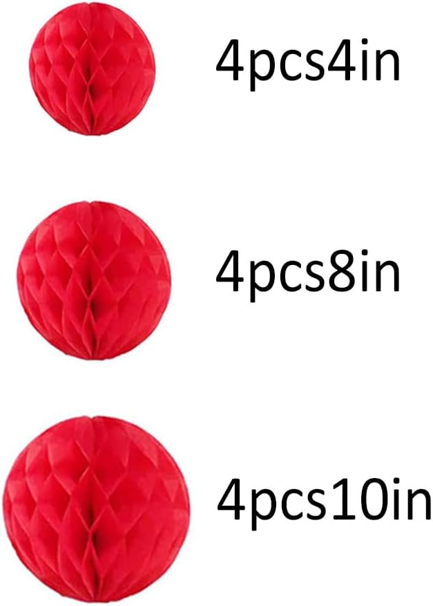 12pcs Party Honeycomb Balls Decorations 4'' 8'' 10'' Honeycomb Ball Flower - Image 2