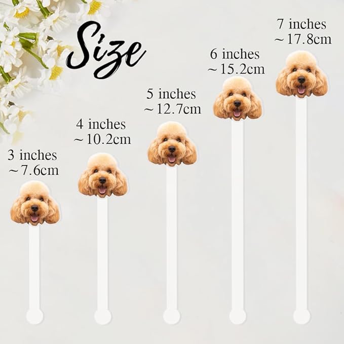 Personalized Pack 50pcs Printed Face Stir Sticks, Dog/Cat/Face/Logo Acrylic - Image 5