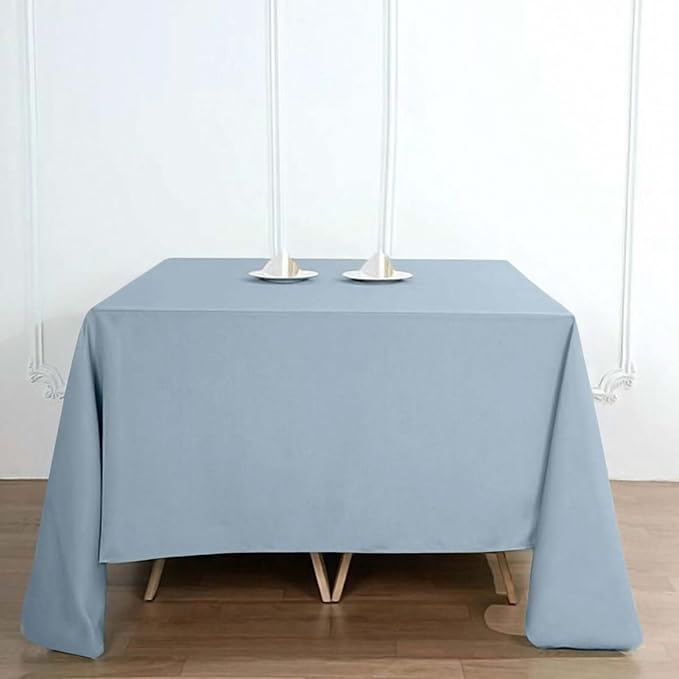 Efavormart 90" Dusty Blue Wholesale Linens Polyester Square Linen Tablecloth - Image 2