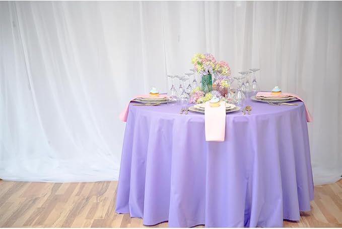 LTC LINENS 10 Pack 120 Inch Round Tablecloth Lavender - Image 5