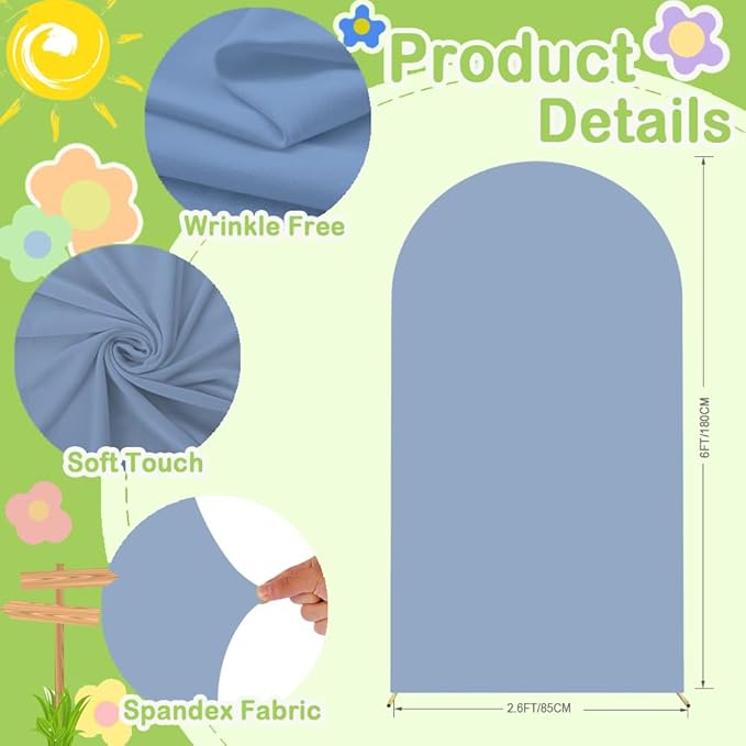 Wedding Arch Cover Dusty Blue 6FT Arch Backdrop Cover Spandex Covers - Image 3
