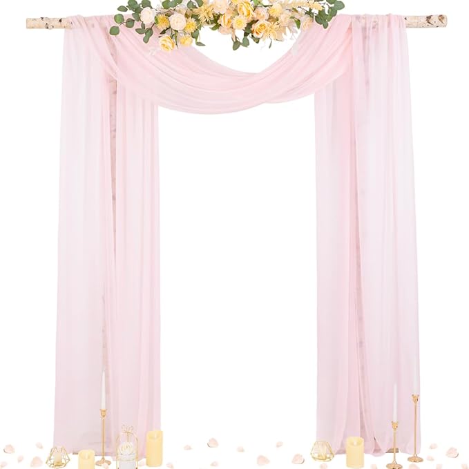 Socomi Blush Pink Wedding Arch Draping Fabric 29" x 20Ft 2 Panels Sheer Outdoor by Socomi