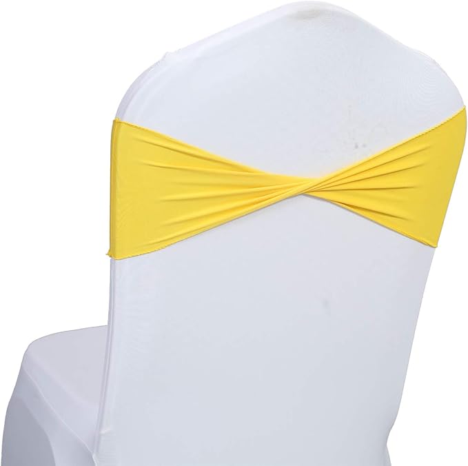 VDS Pack of 150 PCS | Yellow | Spandex Chair Sashes Bows Without Buckle | - Image 2