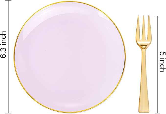 Festiva 200Pcs Purple Gold Dessert Plates 6.3" - Image 2
