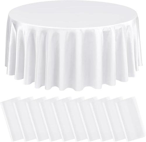 10 Packs Satin Tablecloth 120 Inch White Round Table Cloth Silk Tablecloth by Lumaycens