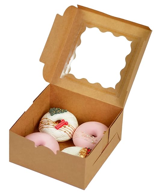 Bakepacker 100pcs Kraft Cookie Boxes 6x6x3 inches Easy Assemble Macaroon Pastry - Image 4