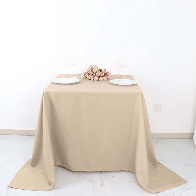 Efavormart 90" Nude Wholesale Linens Polyester Square Linen Tablecloth by efavormart