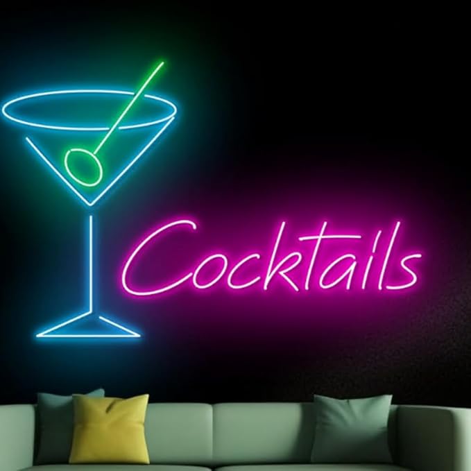 Martini Cocktails Neon Sign, Cocktail Led Sign, Cocktail Martini Neon Light by BELISAMA