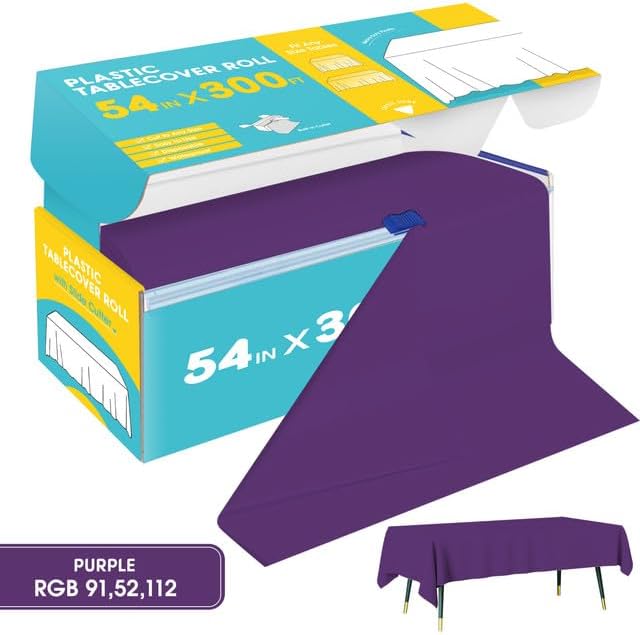 Purple Plastic Table Cover Roll - 54IN x 300FT - Image 2