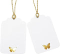 100Pcs Blank Gift Tags with String, Foil Gold Butterfly Large Gift Tags with 65 by ASYEHJNR