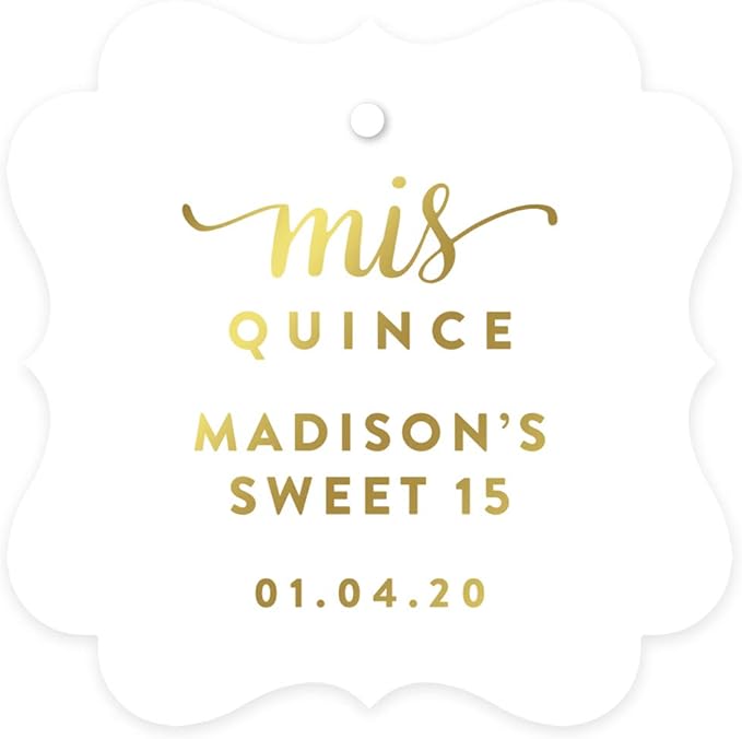 Andaz Press Personalized Fancy Frame Square Birthday Gift Tags, Metallic Gold by AndazPress