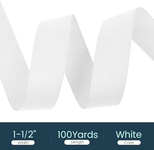 1-1/2" X 100 Yards White Grosgrain Ribbon, Premium Grosgrain Ribbon - Image 2