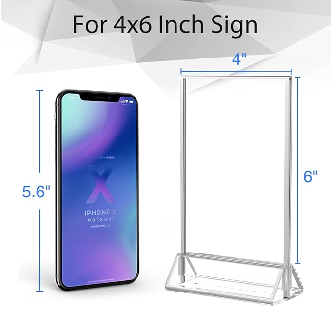 NIUBEE 6Pack 4x6 Clear Acrylic Sign Holder - Image 2