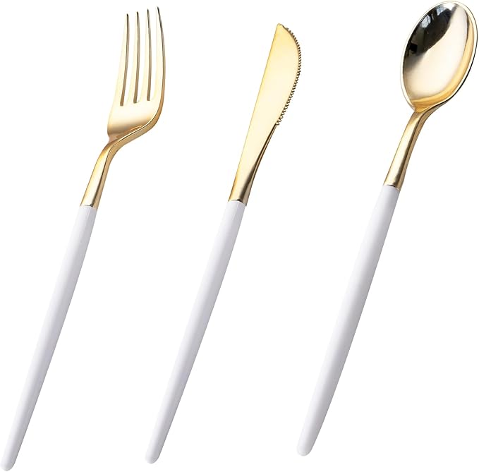 I00000 60 Pcs Gold Plastic Silverware by I00000