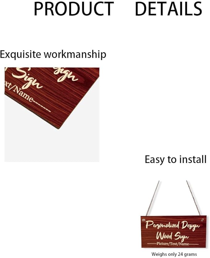 Custom Hanging Wood Sign, Personalized Text Door Sign Plaque, Customized Wall - Image 4