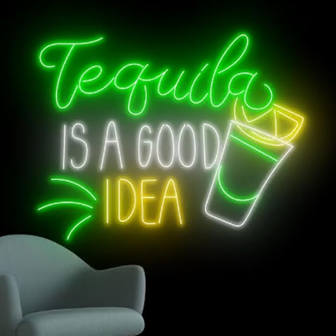 Tequila Is A Good Idea Neon Wall Sign, Tequila Led Wall Sign, Cocktail Neon by BELISAMA