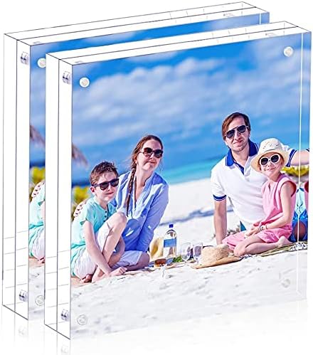 8x8 Acrylic Picture Frame Clear Double Sided Magnetic Picture Frame Desktop by JUOIFIP