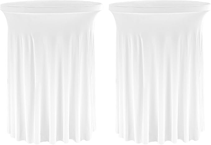 Fivenl 2 Pack Spandex Cocktail Table Skirt 32"x 43" White Stretch Cocktail by Fivenl