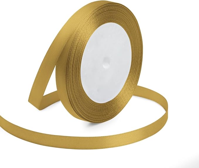 KMER LIFE 3/8 Inches x 25 Yards Golden Satin Ribbon Solid Fabric Ribbons by KMERLIFE