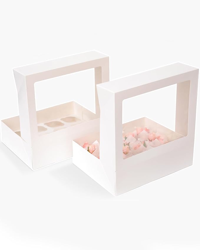 Bakepacker Auto-pop up 12 Cupcake Containers 6-Packs White Cupcakes Carrier - Image 4