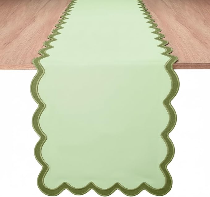 Folkulture Table Runner | Table Runners 72 inches Long | Scallop Table Runner by FOLKULTURE
