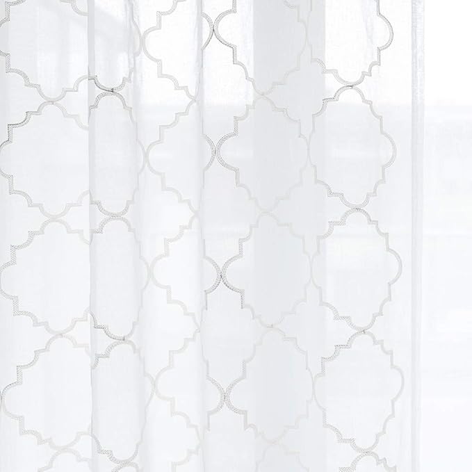 White Sheer Curtains 84 Inches Long, Rod Pocket Sheer Drapes - Image 4