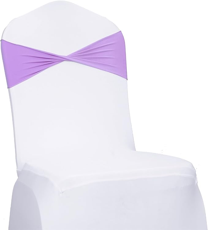 MDS Pack of 200 Spandex Chair Sashes Bows Elastic Stretch Dining Chair Bands - Image 3