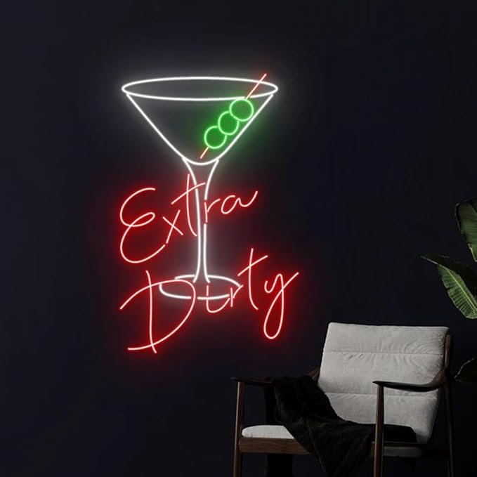 Extra Dirty Martini Led Sign, Extra Dirty Martini Neon Light, Martini Cocktail by BELISAMA