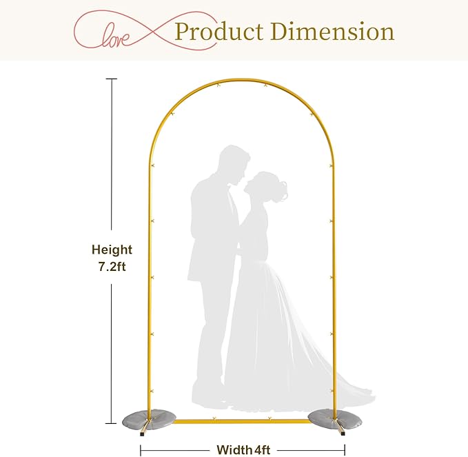 Snughome 7.2FT Arch Backdrop Stand, Wedding Arch Frame Ideal - Image 8