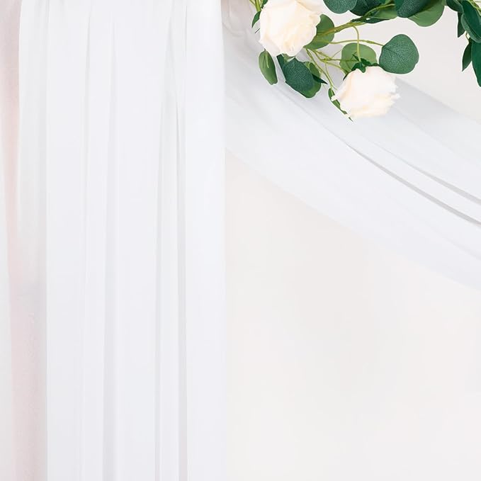 MLMC White Wedding Arch Draping Fabric 2 Panels 29" x 20 FT Extra Long Gauze - Image 6