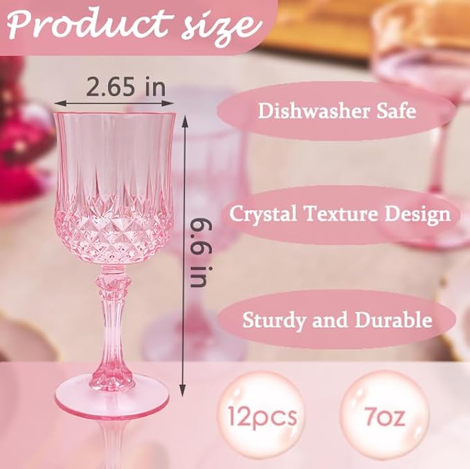 Plastic Wine Glasses，Plastic Goblets Vintage Style Cordial Drinking Glasses - Image 2