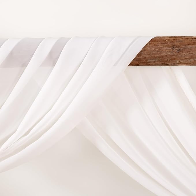 Ivory Wedding Arch Draping Fabric 4 Panels 30'' x 18FT Sheer Chiffon Arch - Image 3