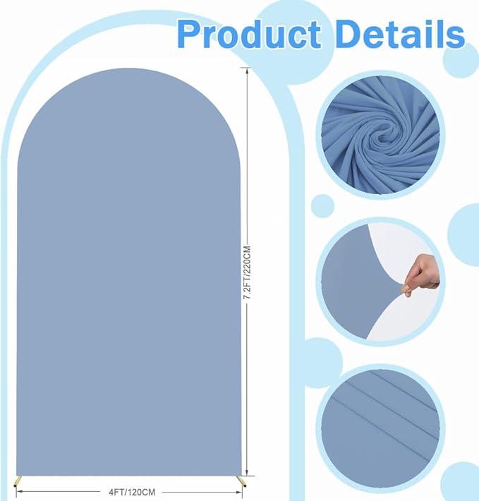 Wedding Arch Cover Dusty Blue Arches Stand Covers 7.2FT Arch-Backdrop-Cover - Image 2