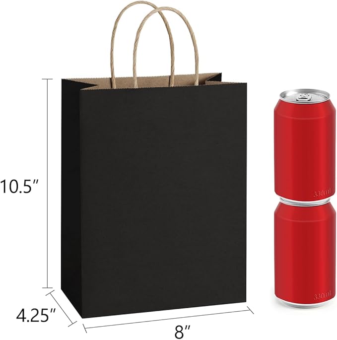 BagDream 50Pcs Gift Bags 8x4.25x10.5 Inches Kraft Paper Gift Bags - Image 2