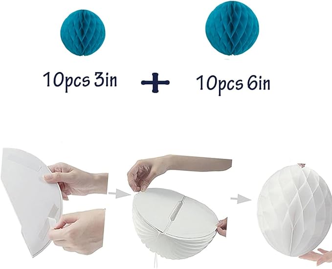 20pcs Honeycomb Decoration Paper Flower Balls Tissue Paper Pom Poms - Image 2