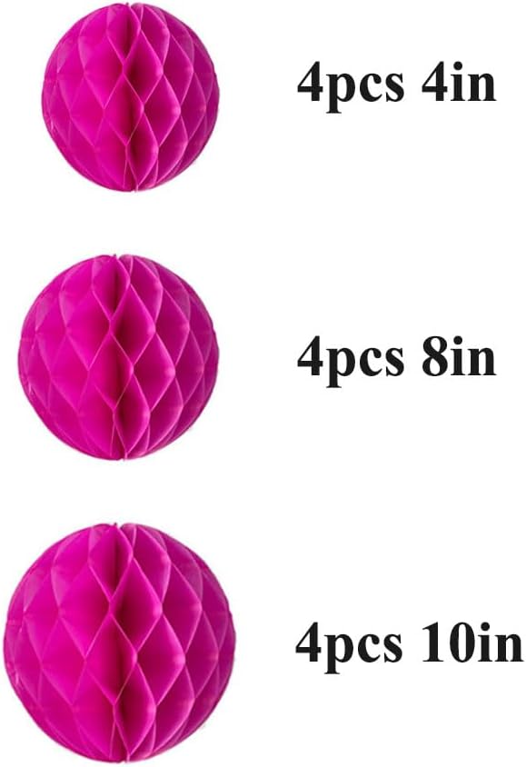 12pcs Party Honeycomb Decorations 4'' 8'' 10'' Honeycomb Balls Tissue Pom Poms - Image 2