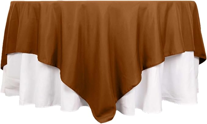 Efavormart 90" Cinnamon Brown Wholesale Linens Polyester Square Linen Tablecloth - Image 7