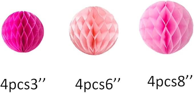 12pcs Party Honeycomb Balls Decorations 3'' 6'' 8'' Honeycomb Flower Tissue Pom - Image 3