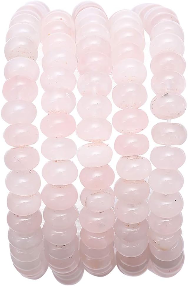 Natural Rose Quartz Crystal Stone Rondelle 5x8mm Loose Semi Gemstone Beads by Beadia