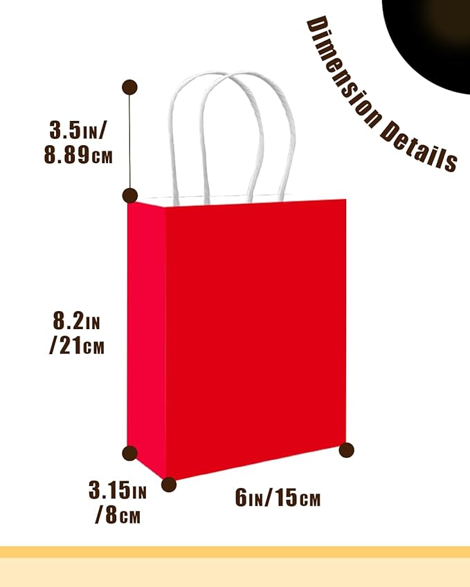 qiqee 50-Packs Gift Bag with Handles Bulk Red Paper Bags Multiple Uses - Image 4