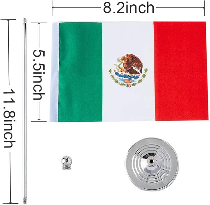 Mexico Flag Mexican Flags, Small Mini Mexican Desk Flag, Used - Image 2