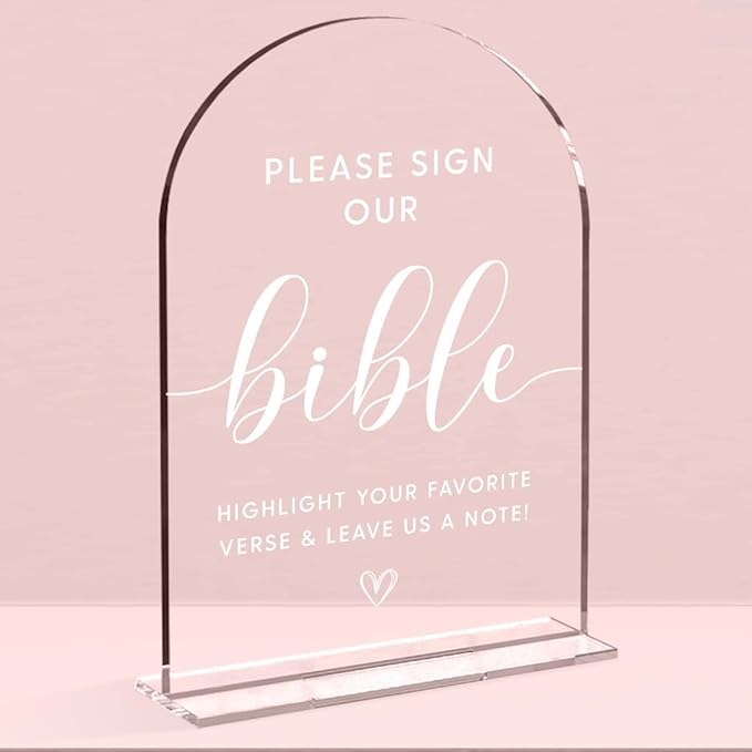 Wedding Decor，Bible Guestbook Sign, 5 x 7 Inch Arch Acrylic Sign, Wedding Sign by NGLIV