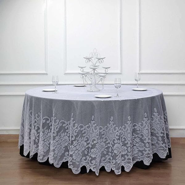 Tableclothsfactory 120" White Premium Lace Round Tablecloth by TABLECLOTHSFACTORY