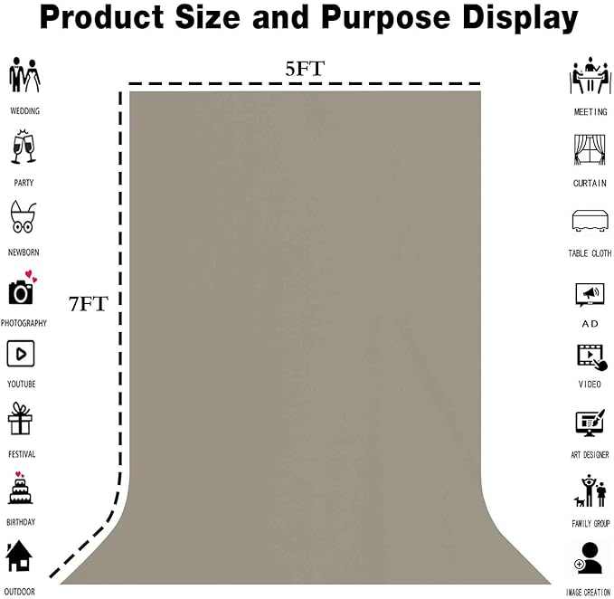 5x7FT Gray Screen Backdrop Photo Background, Pure Grey Color, Professional - Image 3