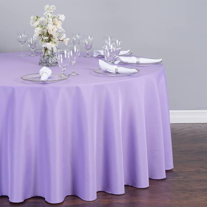 LTC LINENS 10 Pack 120 Inch Round Tablecloth Lavender - Image 2